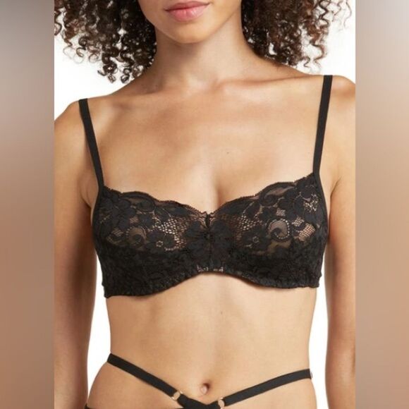 Free People We Are HAH Hook Up Bra Noir Lace Black - Picture 1 of 5